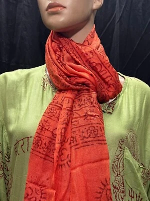 S15 Хлопковые Оранжевые шарфы шарф глушитель OM Namah Shivaya Chant Индуистский Непал - Изображение 1 из 4