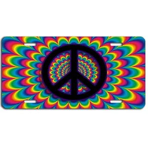 Peace emblem rainbow vanity aluminum license plate car truck SUV  - Imagen 1 de 1