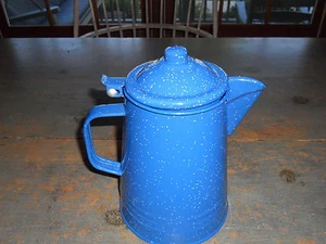 ANTIGUA REPRODUCCIÓN CAFETERA GRANITO AZUL - Imagen 1 de 3