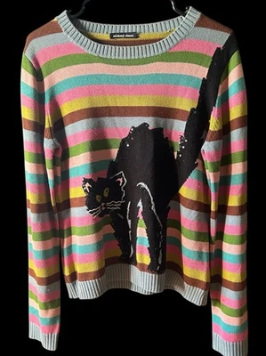 Suéter Michael Simon Rayas Lentejuelas Gato Negro Halloween - Mujer’s Mediano Foto 1 de 4