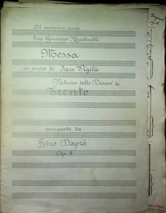 Manoscritti musicali originali: Messa in onore di San Vigilio Patrono della Dioc - Imagen 1 de 1