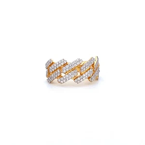 10K Gold Miami Cuban Link Ring with Natural Diamonds - Picture 1 of 3