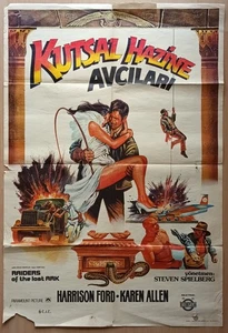 Raiders of the Lost Ark ORIGINAL Turkish '83 POSTER Indiana Jones Omer Muz art - Imagen 1 de 9