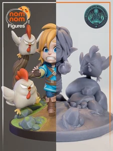 Chibi Link vs Cuccos | 2.5-Inch Resin Model Kit | DIY Breath of the Wild Scene - Picture 1 of 6
