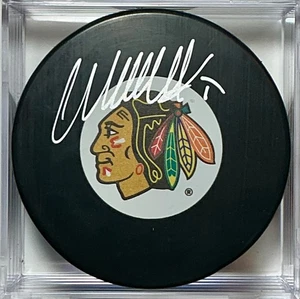 Wendel Clark autographed Chicago Blackhawks Souvenir Puck / AJS COA - Picture 1 of 2