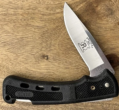 Retired 2004 Buck USA 442 “Bucklite" Folding Combo Blade Knife Black Very Nice - Image 1 of 4