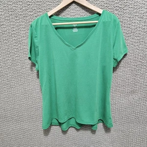 JENNIFER LAUREN Damen grün V-Ausschnitt Freizeit Basic Stretch Top Shirt Größe 2X - Bild 1 von 6