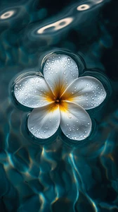 Canvas Art White Yellow Flower Floating In Blue Water Wall Picture Poster Print - Picture 1 of 22
