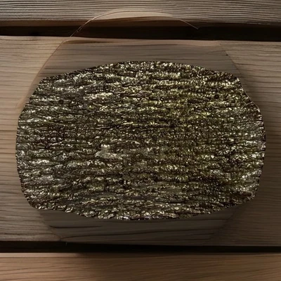 Pomegranate Romos Amber Serving Trinket Tray Pearlized Gold Glass Dish 14"X9.5" - Image 1 of 4