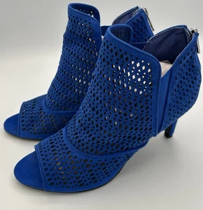 Unisa Damen-Booties 9M blau Cutout zehenfrei Reißverschluss hinten Wildleder-Stil 3 "Absatz - Bild 1 von 15