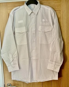 NEW Men’s 18” White Long Sleeve Ex-Police Security Shirt With Front Pockets - Picture 1 of 4
