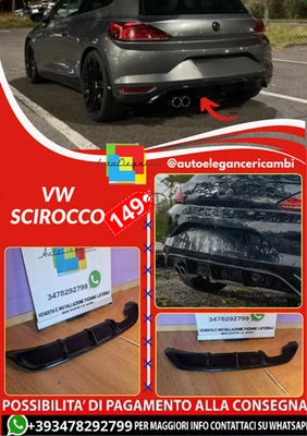💕ART. 0615 DIFFUSORE VW SCIROCCO 2014-2017 2SX LOOK SPORT NERO LUCIDO💕 - Imagen 1 de 4