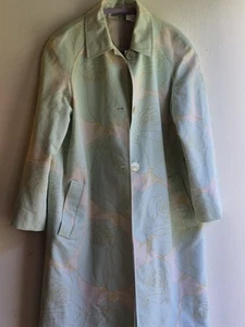 Vintage Barney's New York Taste Luxury Humor Pastel Floral Women's Over Coat 8 - Picture 1 of 24