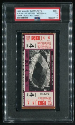 Frank Thomas NCAA Debut - PSA Boleto Completo 1986 Fútbol Universitario Auburn Tigers Foto 1 de 2