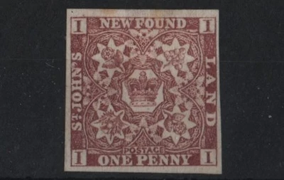 Terranova #1 1d MH marrón violeta perforado 4 márgenes goma pobre 1857 Foto 1 de 2