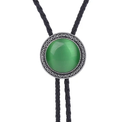 Colar de casamento masculino vintage pedra verde gravata bolo noivo cowboy ocidental - Imagem 1 de 4