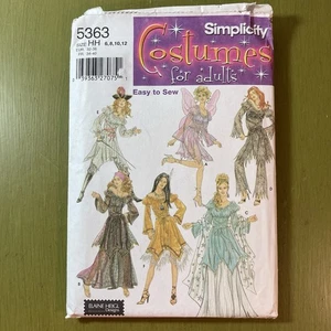 Simplicity 5363 Hada Gitana Princesa Zombie Pirata Pocahontas Mujer Talla 6-12 UC - Imagen 1 de 6