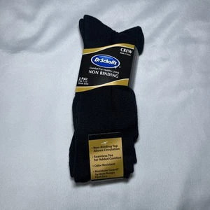 Dr Scholls Men Circulatory Crew Socks Non Binding Size 7-12 Black 2 Pack NEW - Picture 1 of 5