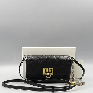 GIVENCHY BB604DB08Z Black Leather Diamond Quilted Mini Pocket Shoulder Bag - Picture 1 of 6