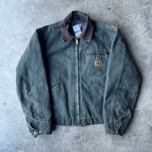 VINTAGE CARHARTT DETROIT JACKET MOSS GREEN J97 MOS MEN MEDIUM WORK BLANKET-LINED - Imagen 1 de 5