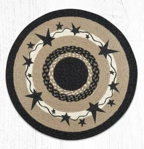 Braided Round Stenciled Painted Area Rug By Earth Rugs. STARS. 27” Round - Picture 1 of 1