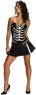 Sexy Skeleton Corset Day Dead Dia Muertos Fancy Dress Up Halloween Adult Costume - Image 1 of 2
