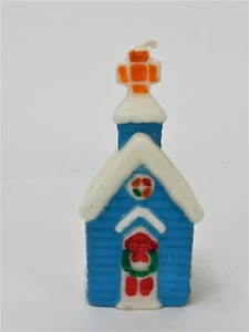 Vintage 1982 Christmasville Candle Blue Church - Picture 1 of 6