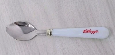 Cucharas de cereales y manijas de plástico blancas vintage de Kellogg's Foto 1 de 3