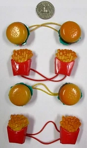 WHOLESALE LOT OF 2, 6,12 PACK--FUN HAMBERGER & FRENCH FRIES HAIR PONYTAIL HOLDER - Picture 1 of 1