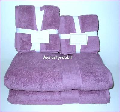 Hotel ~ Juego de toallas de baño lila oscura 100 % algodón 2 baños 2 manos 4 paños nuevo Foto 1 de 4