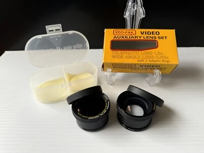 Juego de lentes auxiliares de video VDO-PAK teleobjetivo lentes de 1,5x y gran angular de 0,65x #E1565 Foto 1 de 4