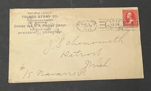1900 TOLEDO OHIO STAMP DEALER AD COVER ! 1902 CENTENNIAL SLOGAN CANCEL - MI L@@K - Picture 1 of 2