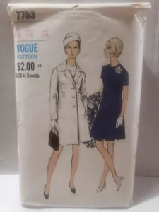 Vouge Sewing Pattern #7703 Misses One-Piece Dress & Coat Sz 22 1/2 -Partial Cut- - Picture 1 of 4