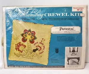 Kit de bordado vintage crewel almohada Williamsburg floral jacobeo NP34 Paragon - Imagen 1 de 8