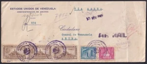F-EX1764 VENEZUELA 1943 REGISTERED CENSORSHIP TO ARUBA. CURACAO WWII - Bild 1 von 2