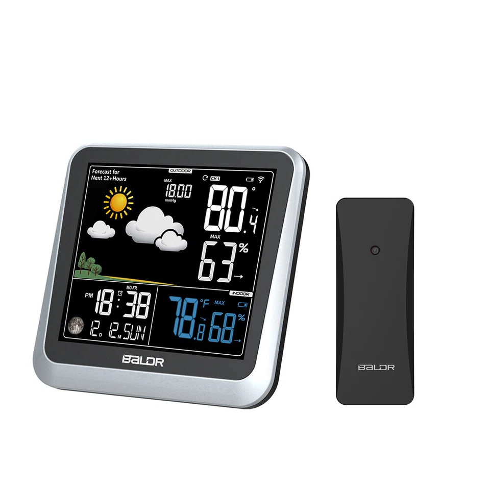 BALDR B336 Digital Color LCD Weather Station Indoor/Outdoor Temperature Humidity - Image 1 of 4