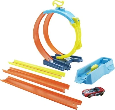 Hot Wheels Toy Car Track Set, Track Builder Playset, Split Loop Pack & 1:64 CAR - Image 1 of 4