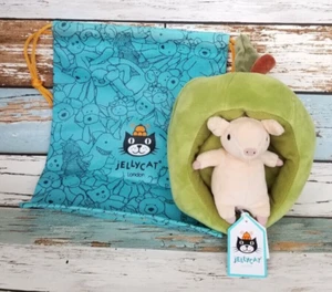 JELLYCAT London Brambling Pig in Green Apple Plush Animal Toy w Bag Tagged - Picture 1 of 9