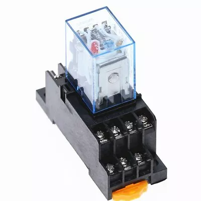 MY4NJ DC12V DC24V AC220V Miniature Relay 4DPDT 14Pins 5A HH54PL W PYF14A Socket - Image 1 of 4