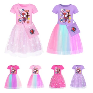 Girls Spider-Man Dress Rainbow Dress Birthday Party Cosplay Skirt Fancy Gifts UK - Picture 1 of 13
