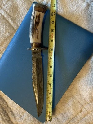 Custom Damascus Bowie Knife  ( A. Shaw ) - Image 1 of 4
