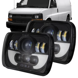 2 Stück 130 W Rechteckig 5x7/6x7 Zoll Scheinwerfer, Passend für 1996-2017 Chevy Express... - Bild 1 von 9