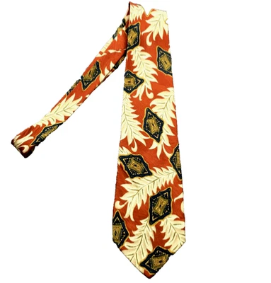 Corbata de seda Burberrys of London para hombre oxidada azul marino crema con estampado de hojas cosida a mano EE. UU. Foto 1 de 4