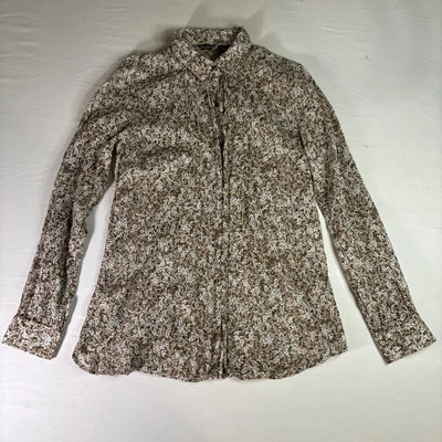 Eddie Bauer Women’s M Metal Buttons Down L/S Floral Print Blouse Top Pre-Owned. Foto 1 de 4