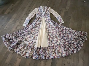 Vintage 1970's Gunne Sax Jessica McClintock Prairie Dress Lace Floral Sz 11 - Picture 1 of 15
