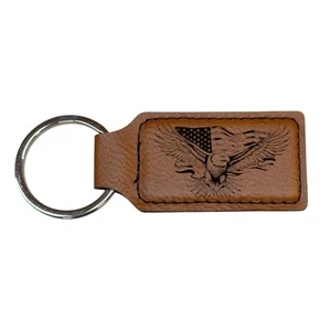 Keychain - Rectangle - Eagle Flag - Leather - Imagen 1 de 8