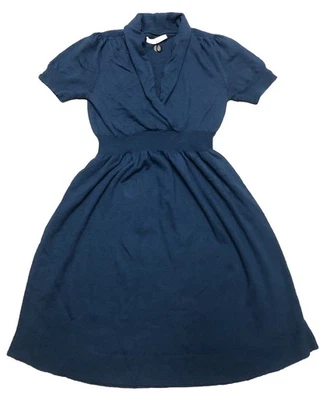 Vestido Anthropologie Isabella Sinclair S Azul Petróleo Tejido Cuello en V Retro Ciudad *agujero Foto 1 de 4