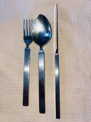 VINTAGE MCM DRY ALESSI FLATWARE  SPOON FORK & KNIFE ACHILLE CASTIGLIONI - Image 1 of 4