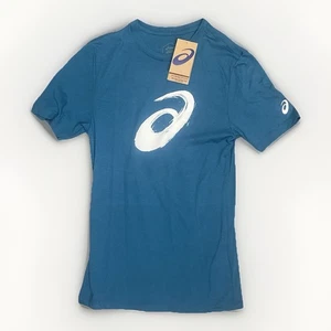 ASICS XS Blue Paintbrush Graphic T Shirt Athletic Sportswear Running Casual - Picture 1 of 5