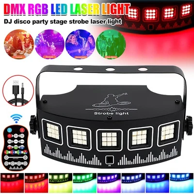 DMX RGB LED Laser Beam Scanner Projector Disco Party Stage Strobe Laser Light - Image 1 of 4